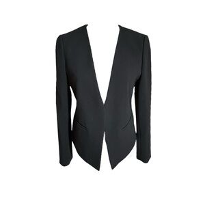 Ann Taylor LOFT Women's Black Open Front Collarless Blazer in size Medium Petite